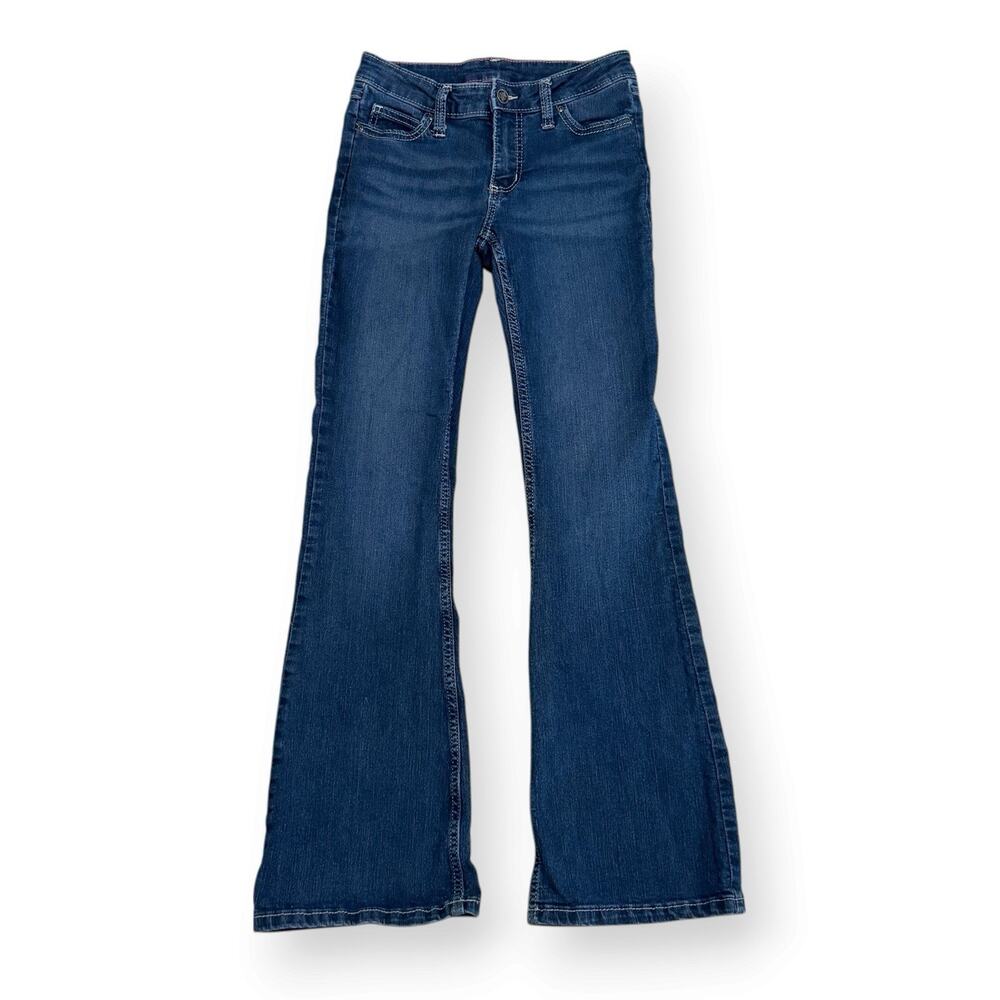 Wrangler Girls Boot Cut Jeans Size 14 Slim Dark Wash 1009MWGER Western Cowgirl